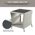 thumbnail image 4 of Outdoor Side Table for Patio Small Rattan Wicker Coffee Table Balcony Table Outside end Table with Poly Lumber Table top & Storage Bistro Table for Garden Pouch Deck Living Room Backyard Grey, 4 of 7