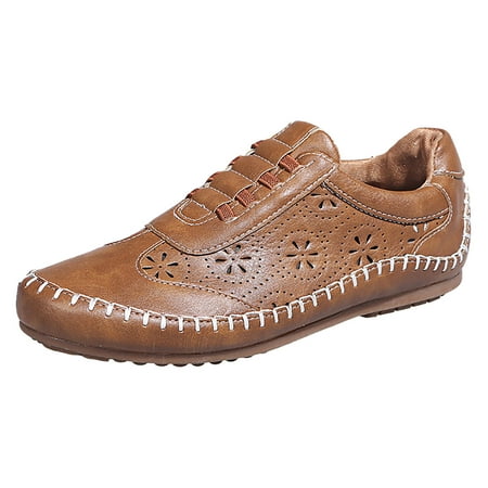 Fauean Womens Sneakers Retro Hollow Out Lace up Casual Shoes Fashion Sneakers Daily Wear Brown Size 40