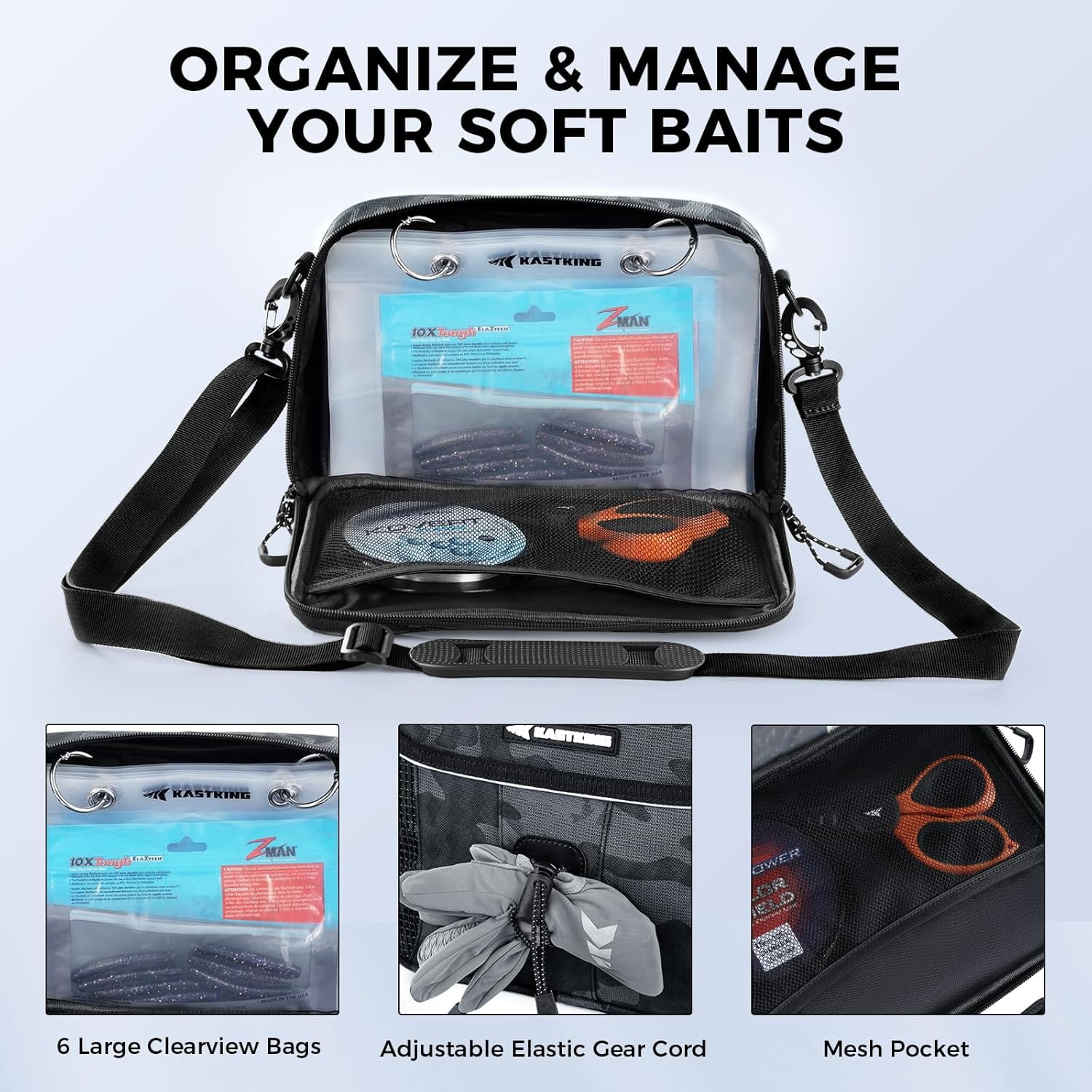 KastKing Fishing Tackle Backpack with Removable Bait Binder Rod Holders Storage Fishing Gear- BaitSpace-50L