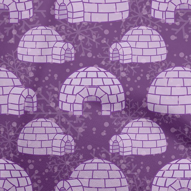 oneOone Cotton Silk Purple Fabric Igloo Craft Projects Decor Fabric Printed By The Yard 42 Inch Wide