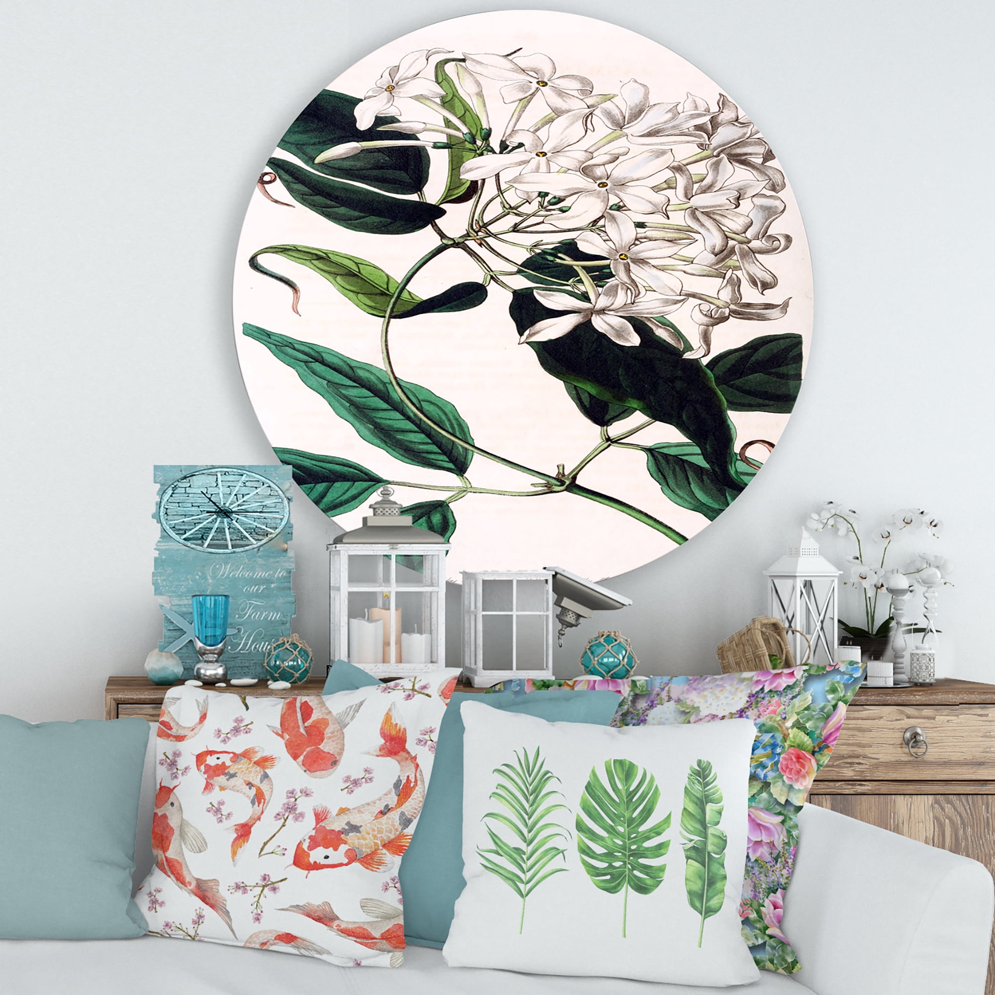 Designart 'Ancient Plant Life XXIV' Traditional Circle Metal Wall Art 29x29 - Disc of 29
