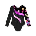 thumbnail image 6 of Sholeno Kids Girls Long Sleeve Dance Biketards with Shorts for Ballet Tumbling Gymnastics Dancewear Leaves Black 4, 6 of 7