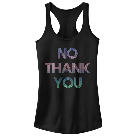 Junior's CHIN UP No Thank You Racerback Tank Top Black Large