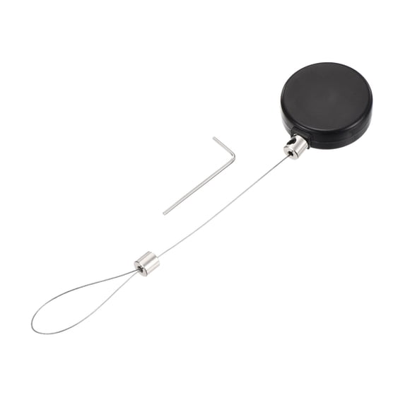 Uxcell 1.8 ft Retractable Cable Lock with Latch Remote Control Security Lock with Adjustable Cord Tether Anti Theft, Black