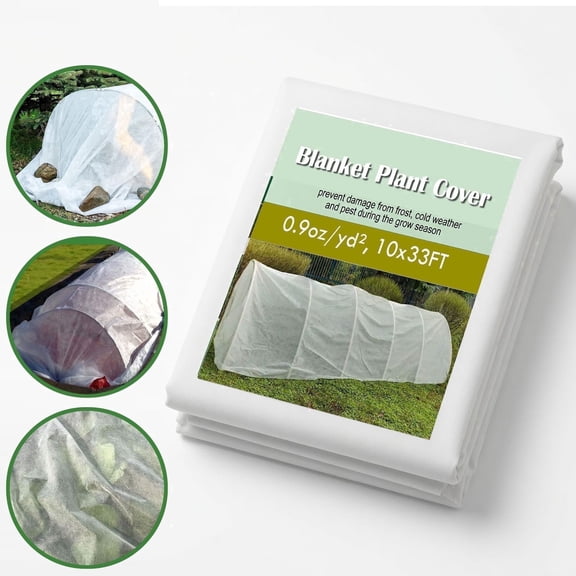 Maphissus 33 x 10 ft Plant Cover Frost Cloth ,Floating Row Cover for Freeze Protection in Winter Cold, Gardening Down