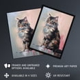 thumbnail image 2 of Norwegian Forest Cat Perched on Wall Oil Painting Grey Pink Brown Elegant Pet Portrait Art Print Framed Poster Wall Decor 12x16 inch, 2 of 5