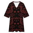 thumbnail image 4 of Red Paisley Bandana Pattern Womens Dress With Pockets Summer V Neck 3/4 Sleeve Dress Plus Size Loose Dress, 4 of 7