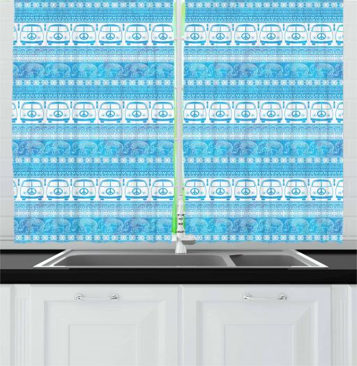 Hippie Curtains 2 Panels Set 60s 70s Woodstock Theme Minivans