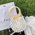 thumbnail image 4 of Gupgi Woman Drawstring Bucket Bag Vacation Beach Style Wrist Pack Retro Woven Handbag with Inner Cloth, 4 of 9