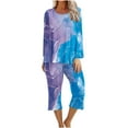 thumbnail image 2 of Puntoco Conjunto de pijama capris de manga larga con cuello redondo y estampado de dos piezas para mujer Puntoco Puntoco-8187, 2 of 5