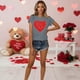 thumbnail image 5 of Xuyuer Women's Lover Printed Round Neck Short Sleeve T-Shirt, Cute Casual Graphic Tee Top for Date Nights, Anniversary Gifts and Couple Outfits, 5 of 7