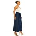 thumbnail image 4 of Be-Girl Women's Denim Maxi Skirt with Belt, Dark Blue, Long A-Line, Elastic Waist, Casual - SG-89462, 4 of 6