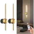 thumbnail image 2 of Battery Operated Wall Sconces Set of Two,Rechargeable Wall Sconces Set of 2 with Remote Control Dimmable Wall Light Decor for Living Room, Bathroom for, 24 Inch, Gold, 2 of 6