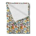 thumbnail image 2 of Alphabet Soft Flannel Fleece Throw Blanket, Illustration of Colorful Animals and Their Initials Learning for Children, Cozy Plush for Indoor and Outdoor Use, 50" x 70", Multicolor, by Ambesonne, 2 of 5
