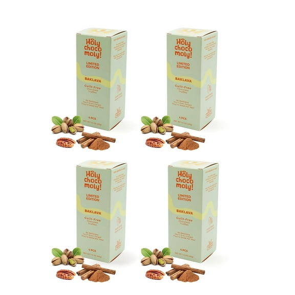 Baklava Chocolate Truffles | Low in Refined Sugar, Made With Dates and Natural Ingrediens | Healthy On-the-go Snack | 4 Truffles/Box, 16 Truffles