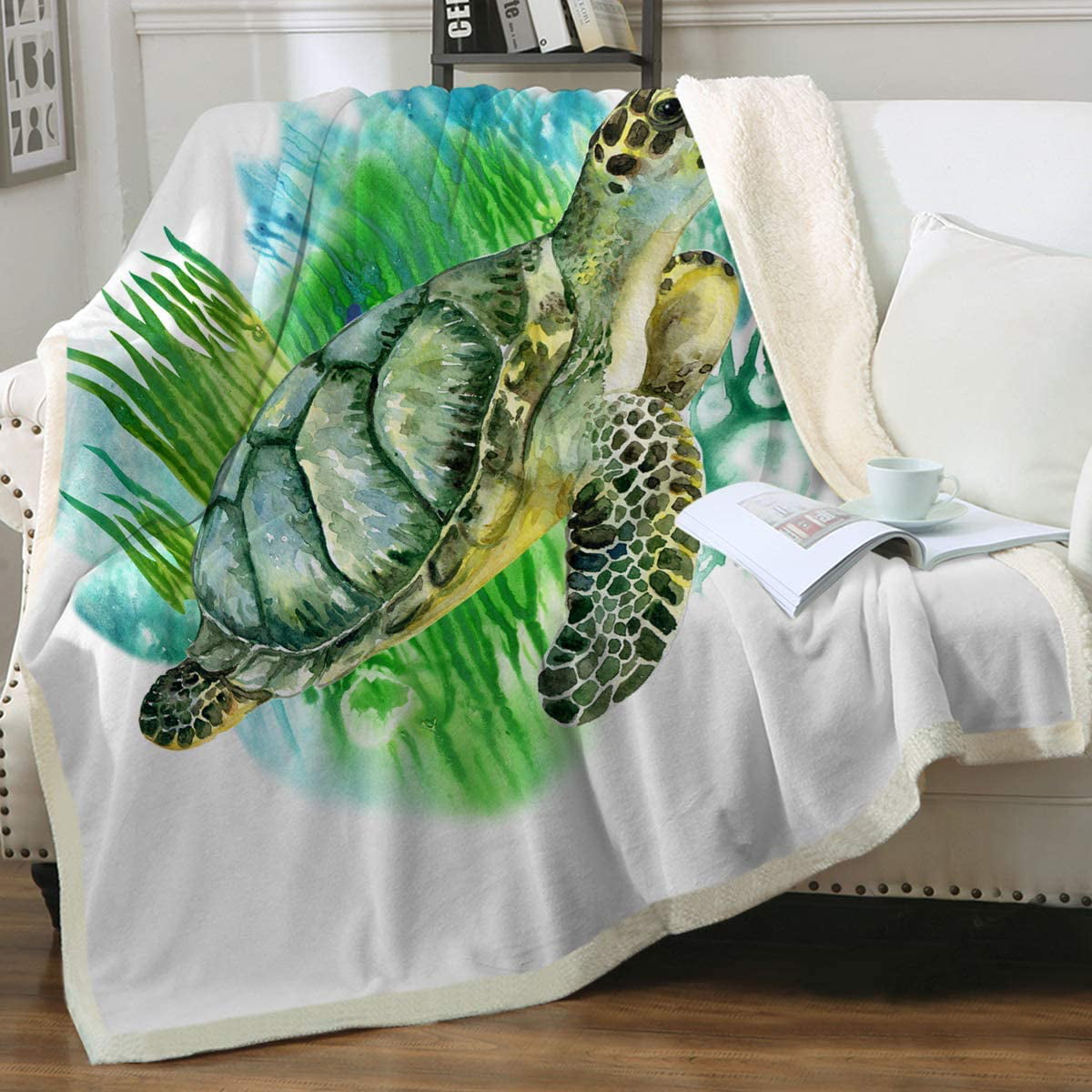 Warm And Cozy Throw Blanket Dawhud Direct Tribal Sea Turtles Fleece Ultra-soft 