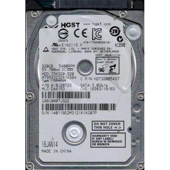 HTS543232A7A384 MLC: DA4153 P/N: 0J20723 HGST 320GB