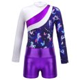 thumbnail image 3 of ZDHoor Girls Gymnastics Leotards Long Sleeve with Shorts Outfits Sparkle Dancewear Bodysuit Purple 6, 3 of 6