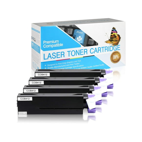 SuppliesOutlet Cartouche de Toner Compatible de Remplacement pour Okidata B412 / 45807105 (Noir, Lot de 4)