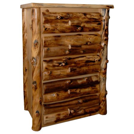 Kunkle Holdings Llc Rustic Aspen Log 5 Drawer Dresser Walmart Com