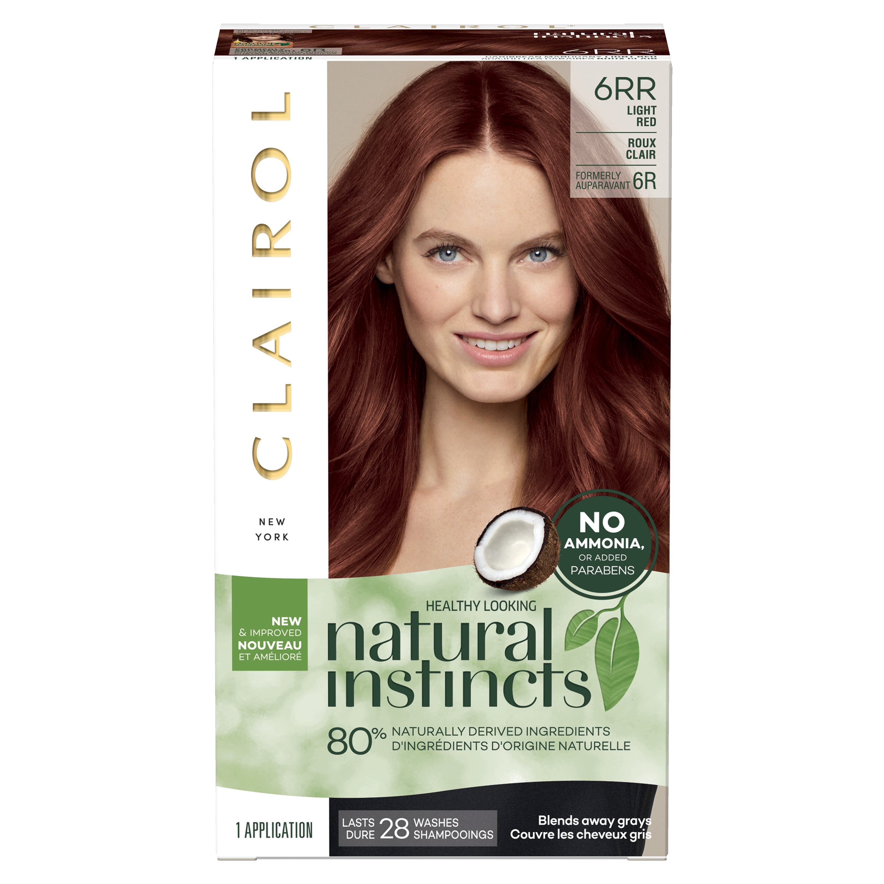 Clairol Natural Instincts Demi-Permanent Hair Color Creme, 6RR Light Red, Hair  Dye, 1 Application 