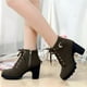 thumbnail image 4 of Women's Large Size Ankle Boots Lace Up Side Zipper Buckle Suede Shoes Suitable for Indoor Outdoor, 4 of 5
