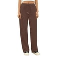 thumbnail image 6 of Wide Leg Sweatpants Women Baggy Fleece High Waisted Cotton Sweatpants Full Length Lightweight Athletic Workout Pants Coffee M, 6 of 8