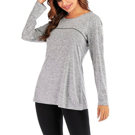 Casual Long Sleeve Workout Shirts for Women Loose Fir Soft Athletic Activewear Tshirts Blouse Tops with Thumb Hole