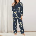 thumbnail image 2 of Pajama Sets for Women 2 Pcs, Pistil Daisies Flowers Button Down Long Sleeve Sleepwear Lounge PJ Sets, 2 of 6