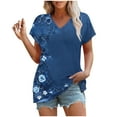 thumbnail image 4 of bnaln Womens Summer Tops Trendy Short Sleeve Tshirts Floral Boho Shirts V Neck T Shirts Elegant Flowy Tunic Tops Fashion Loose Fit Pullover Y2K Going Out Tops Holiday Tees, 4 of 4