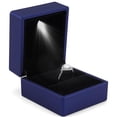 thumbnail image 2 of Ring Box, Jewelry Gift Boxes, Plush Lining Luxurious Square Ring Box with LED Light to Make Jewelry More Dazzling, Conveniently Portable Elegant Ring Box Engagement or Valentine’s Day, Blue, 2 of 6
