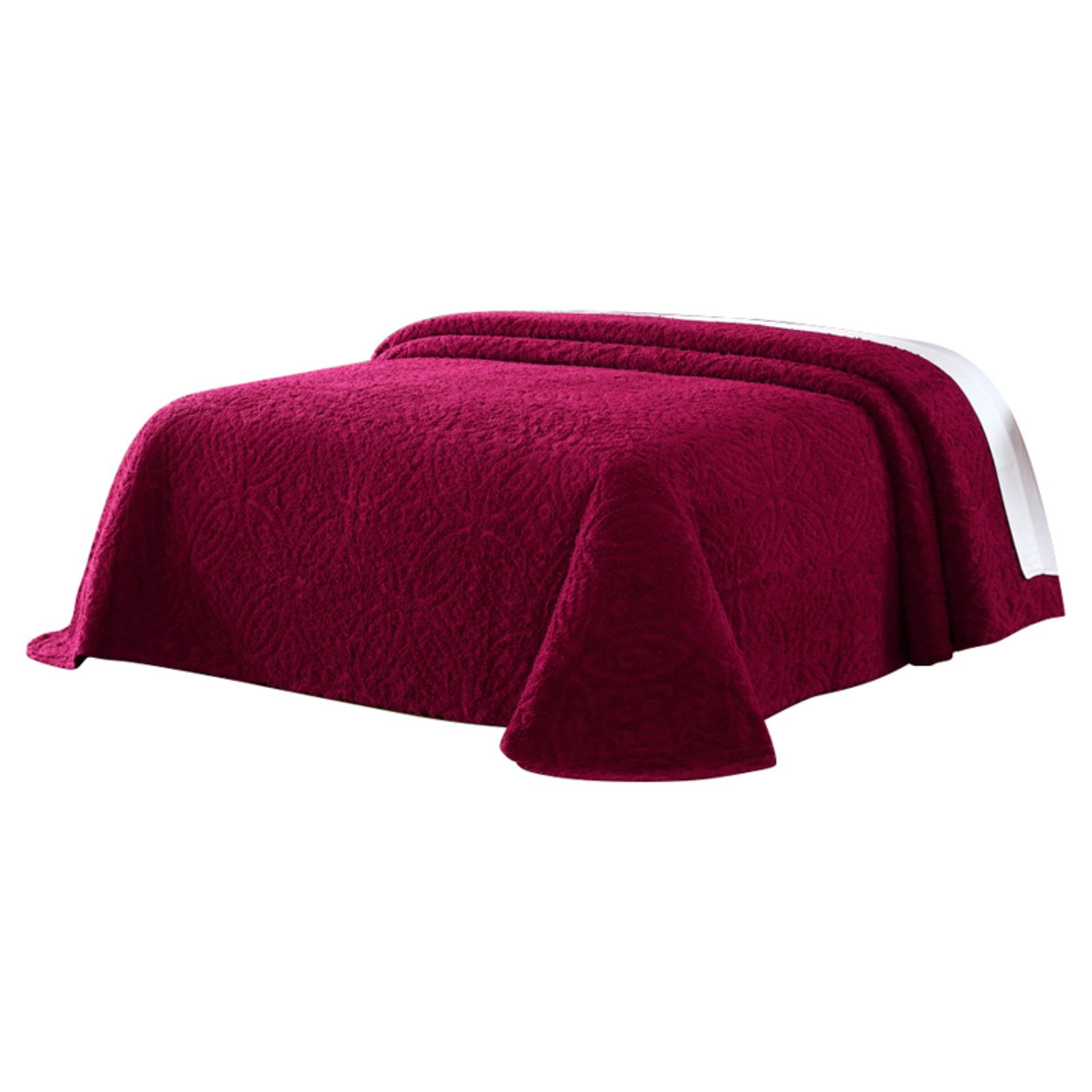 Ellison First Asia 20721804BSP-BUR Wedding Ring Chenille Bedspread, Red - King Size