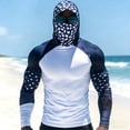 thumbnail image 4 of Mens UPF 50+ Sun Protection Shirts Hoodie with Mask Quick Dry Long Sleeve Print Lightweight Fishing Shirt Hiking Top Navy 2 M, 4 of 6