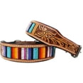 thumbnail image 5 of Medium 17''- 21''  Dog Puppy Serape Beaded Genuine Padded Leather Collar 60191, 5 of 5