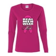 thumbnail image 2 of Wild Bobby Real Men Wear Pink Breast Cancer Awareness Women Graphic Long Sleeve T-Shirt, Fuschia, Large, 2 of 6