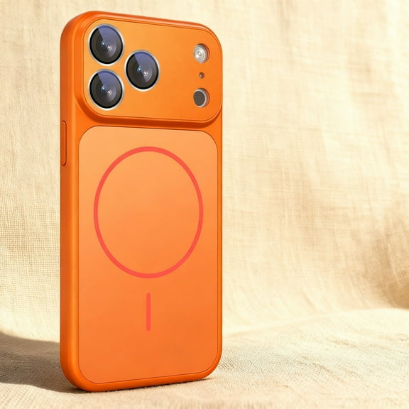 Magnetic Case for iPhone 14 [Compatible with Mag-Safe] with Camera Lens Protector, Military-Grade Protection, Shockproof Rugged PC Silicone Protective Cover for iPhone 14, Orange