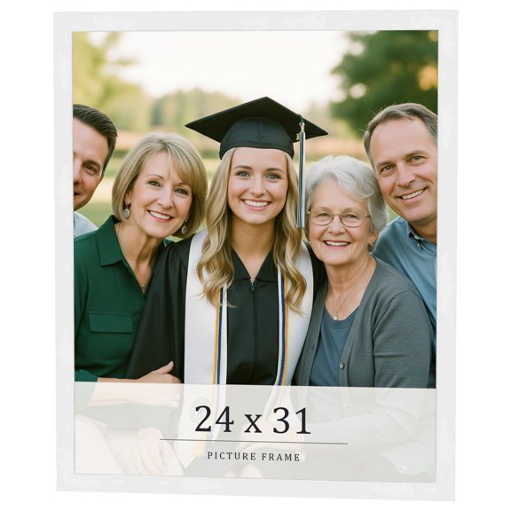 24x31 Frame White Real Wood Picture Frame Width 0.75 inches | Interior Frame Depth 0.5 inches |