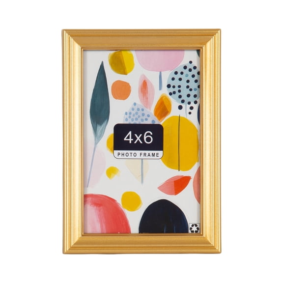 DesignOvation 4x6 Casual Gold Decorative Tabletop Picture Frame