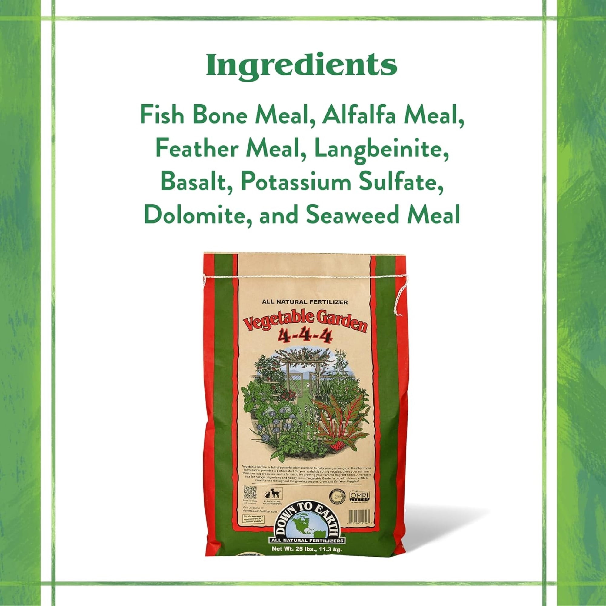 Down To Earth Vegetable Garden 4-4-4 Organic Plant Food, 40 lb Bag