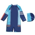 thumbnail image 6 of Arlun Bathing Suits for Kids 2026 Boys Cute Marine Animal Print Front Half Zipper One Piece Swimsuit Long Sleeved & Shorts Lightweight Quick-Dry Swimwear with Swim Cap 2-Sky Blue, 6 of 6