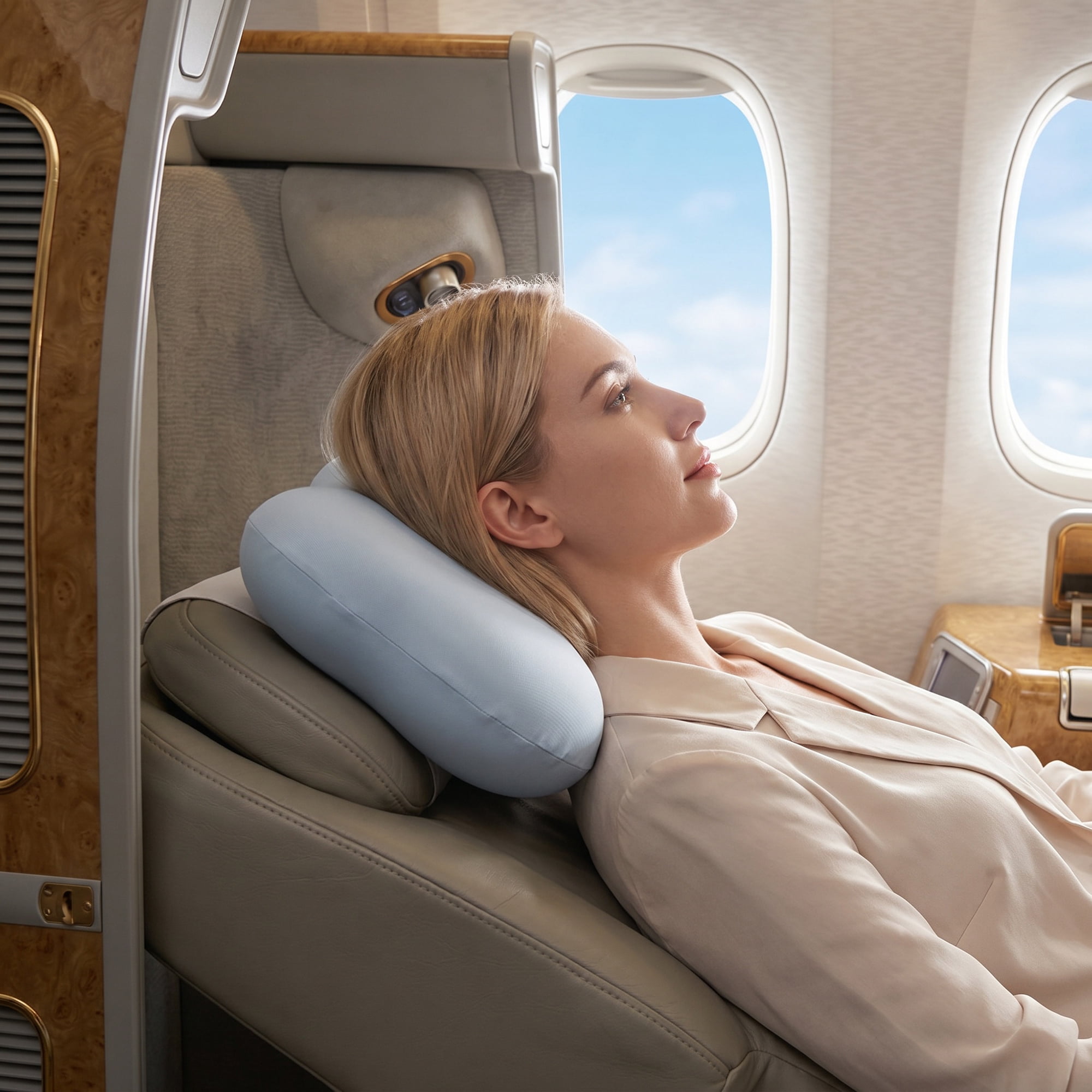 Unique Bargains Neck Pillow Cotton Cervical Support for Sleeping Blue 12.6"x7.9"x3.5"