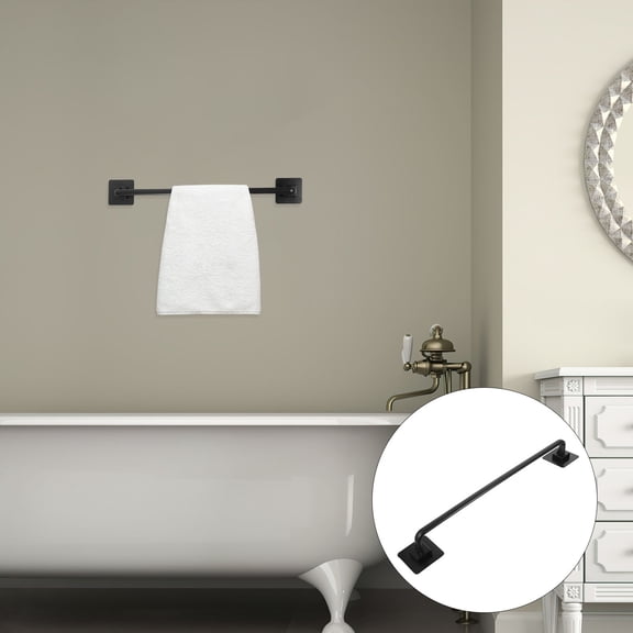 Amosfun Black Wall-Mounted Hand Towel Rack No-Drill Installation Bathroom and Kitchen Towel Bar Holder