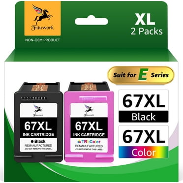 Printer Ink 67XL Replacement for HP 67 XL Ink Cartridge Combo for Hp Envy 6000 6055 6055e 6400e 6455e 6458e Deskjet 2823e 2742e 2752e 2755e Envy Pro 6455 6458 (1 Black 1 Color)