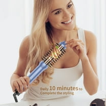 Professional Hot Air Brush Styler for Volumizing, Straightening, and Curling, 2-in-1 Ionic Round Brush Hair Dryer with Ceramic Barrel & Anti-Scald Bristles for Salon Blowouts