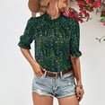 thumbnail image 2 of Pompotops Femmes Mode Casual Chemise d'Impression Manches Courtes Tops Col Rond Tops Chemisier Dégagement, 2 of 7