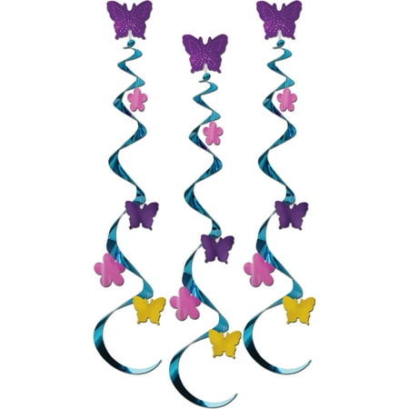 Flower And Butterfly Whirls Streamers Hangers Decoration 3 Pack ...