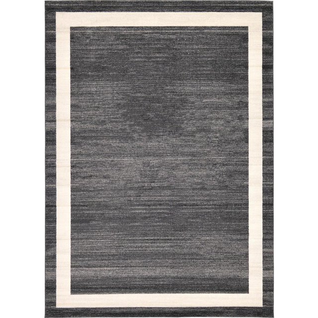 Unique Loom Del Mar Collection Contemporary Transitional Area Rug, 8' x 11' 4", Black/Ivory