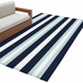 thumbnail image 2 of Area Rug 48×72in, Navy Blue Turquoise Stripes Floor Carpet Living Room Rug, Modern Minimalist Art Non-Slip Welcome Mat Indoor Rugs for Bedroom Dining Room, 2 of 9
