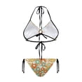 thumbnail image 2 of Uourmeti Women's Retro 70s Groovy Floral Halter Triangle Bikini Set - Tie Side Sexy Two-Piece Swimwear for Beach Vacation & Pool Party, 2 of 9