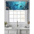 thumbnail image 4 of Ocean Seabed Curtain Valances for Windows, Summer Blue Retro Coastal Coral Kitchen Valance Window Treatment, Light Filtering Block Curtains for Bathroom/Bedroom/Living Room 54'' x 18'', 4 of 9